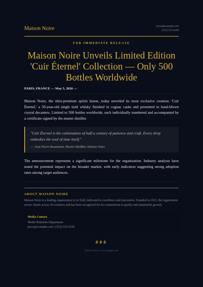 Midnight Luxury Press Release